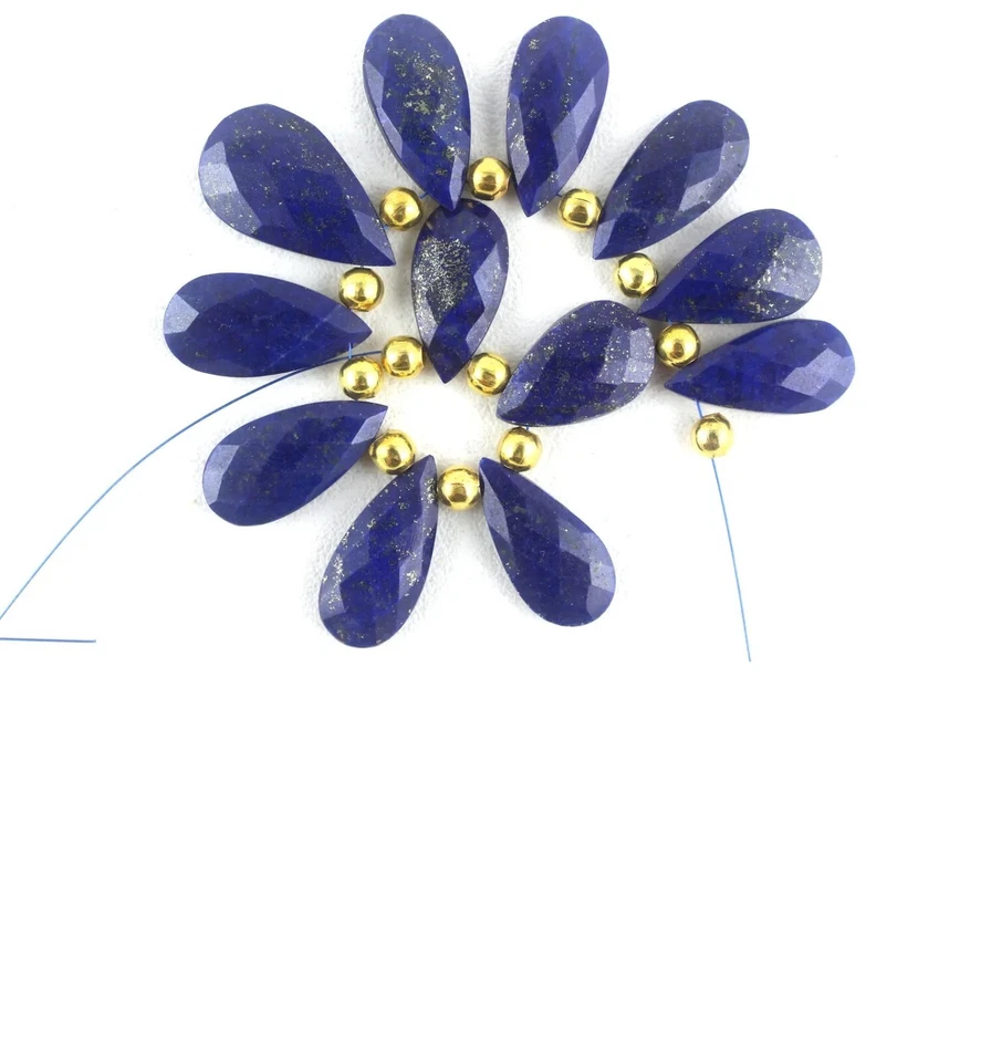 2 Matched Pair Natural Lapis Lazuli Pear Shape Faceted 10.5x19.5-14.5x25MM Beads - Image 4 of 4