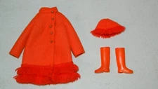 VTG 1970'S 70'S BARBIE #1789 FIERY FELT 100% COMPLETE COAT BOOTS HAT OUTFIT SET