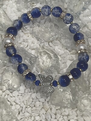 Handmade_Ocean_Beads / Armband Blue Butterfly 