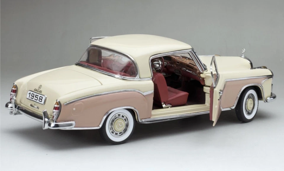 SunStar 3591 Mercedes Benz 220SE Coupe Rosa Claro/ Crema 1958 1:18 Modelo - Imagen 4 de 4