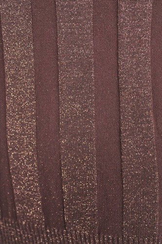 Joseph A. Large Copper Metallic Round Neck Ribbed Stretch Knit 3/4 Sleeve Top - Picture 4 of 5