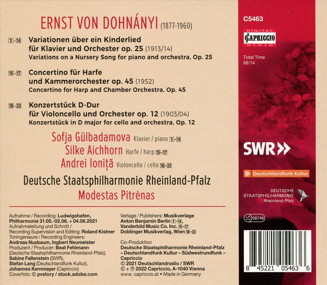 MODESTAS PITRENAS / DEUTSCHES STAATSPHILHARMONIE RHEINLAND-PFALZ ERNST VON DOHNÁ
