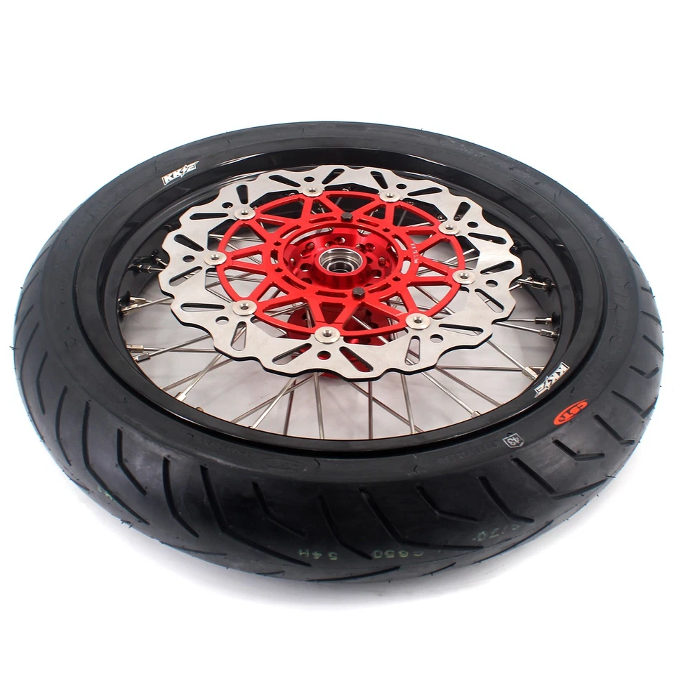 Ruedas KKE 17"" CNC Supermoto Neumáticos CST para HONDA XR650L 1993-2021 Moto Bicicleta Rojo Foto 2 de 4
