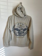Christian Audigier Hoodie Jacket Mens Medium Bald Eagle Y2K Tan