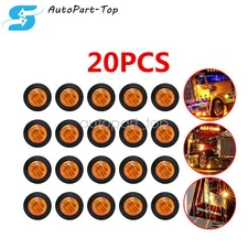 20X Amber 3/4"Round LED Bullet Clearance Side Marker Lights Fit Truck Trailer