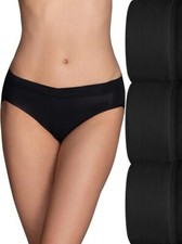 3 Pc Vanity Fair Beyond Comfort SILKY STRETCH BIKINI 18291 Black Sz - 5 6 7 8