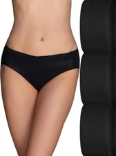 3 Pc Vanity Fair Beyond Comfort SILKY STRETCH BIKINI 18291 Black Sz - 5 6 7 8