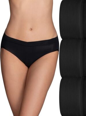 3 Pack Vanity Fair Beyond Comfort Silky Stretch Bikini 18291 Black Sz 5-8 NWT