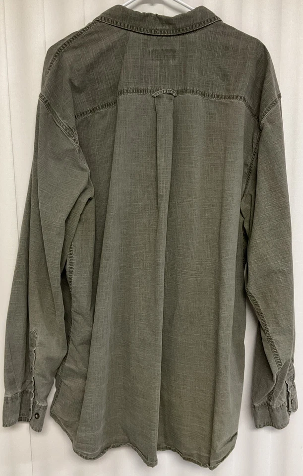 Basic Editions Long Sleeve Button Up Shirt Men’s 2XLT Green. 5659 - Image 2 of 3