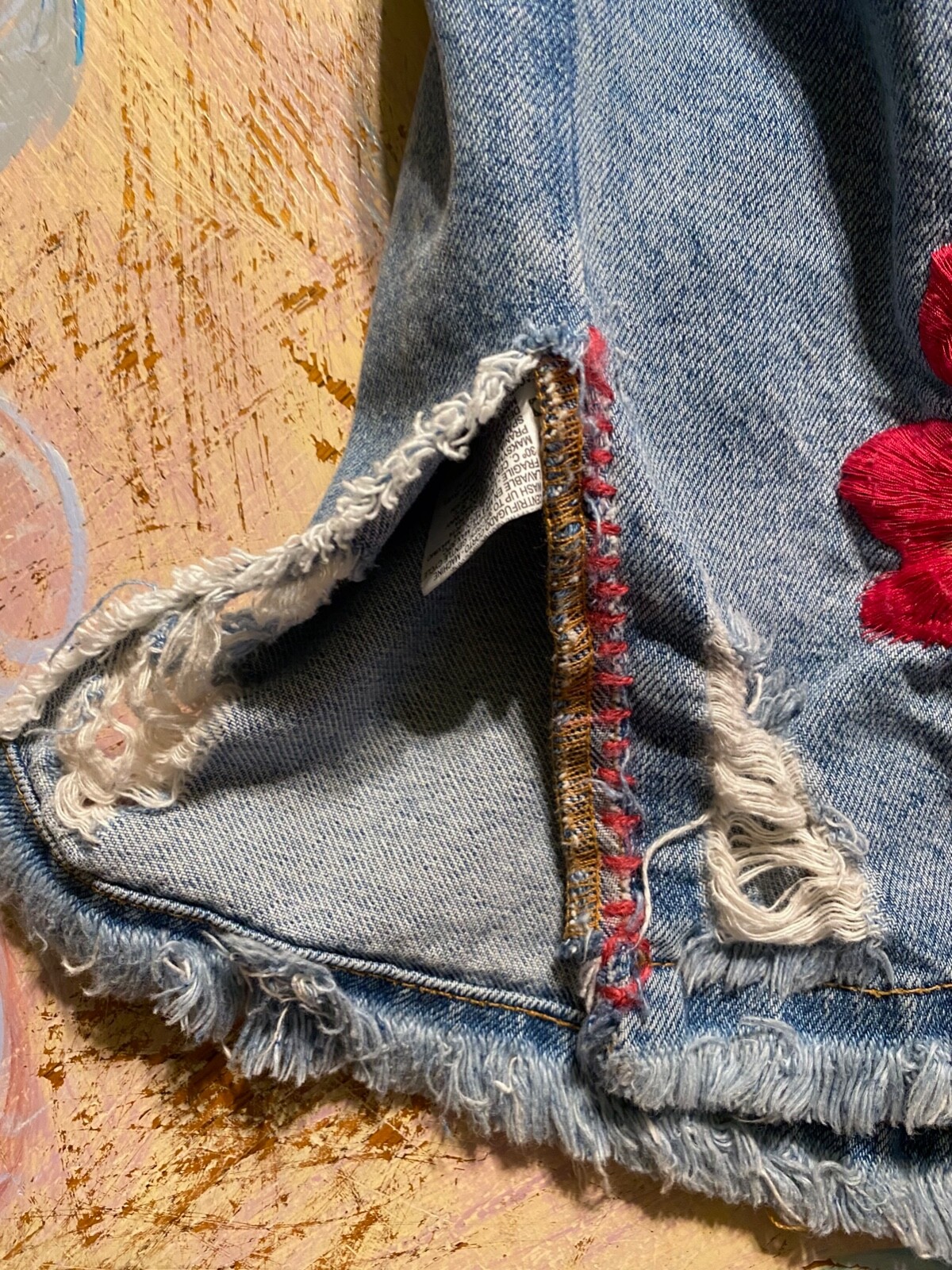 Bershka Vintage Denim Embroidered Jacket (CUSTOM) Women's size L image 10