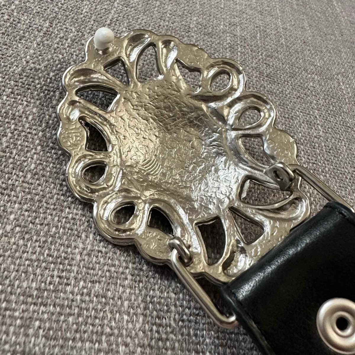 NEW Leatherock Let It Rock Black Leather Rhinestone Buckle 