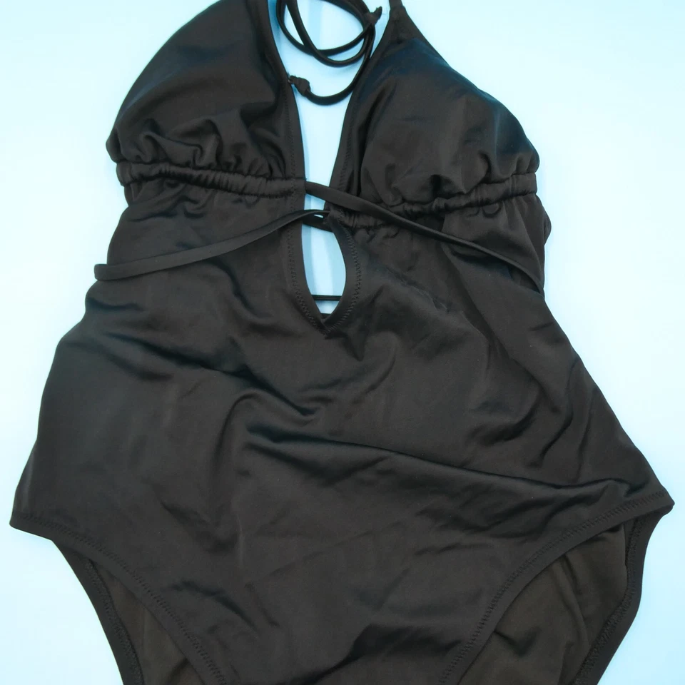 Victorias Secret XL Negro Volantes Acolchado Halter Una Pieza Traje de Baño Playa Nadar Nuevo Foto 2 de 4