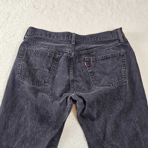 Pantalones de mezclilla Levi's 501 para hombre 34x31 negros botones mosca vaquerocore patinador ropa de calle - Imagen 11 de 13
