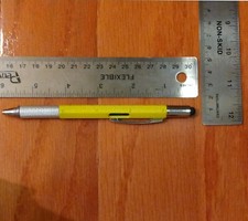 Multitool Pen 6 in 1 Screwdriver Ruler Level Stylus Ballpoint Yellow 6 function