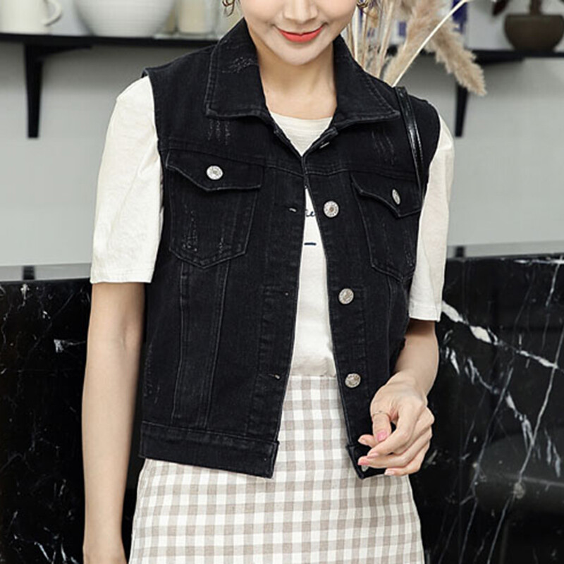 Damen Jeansweste Sommer - Leicht & Klassisch Mit Knopfverschluss