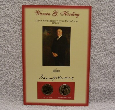 Warren G. Harding Commemorative Panel with P & D Mint Presidential Dollars