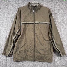 Vtg Nike Windbreaker Full Zip Jacket Mens Medium Classic Swoosh Green 90s Track