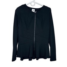 Cabi Crisscross Blazer Women's Small Black Peplum Zip-Up Jacket