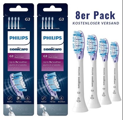 8er-Pack Philips Sonicare G3 Premium Gum Care weiß Ersatzbürste - HX9054/65 MLL