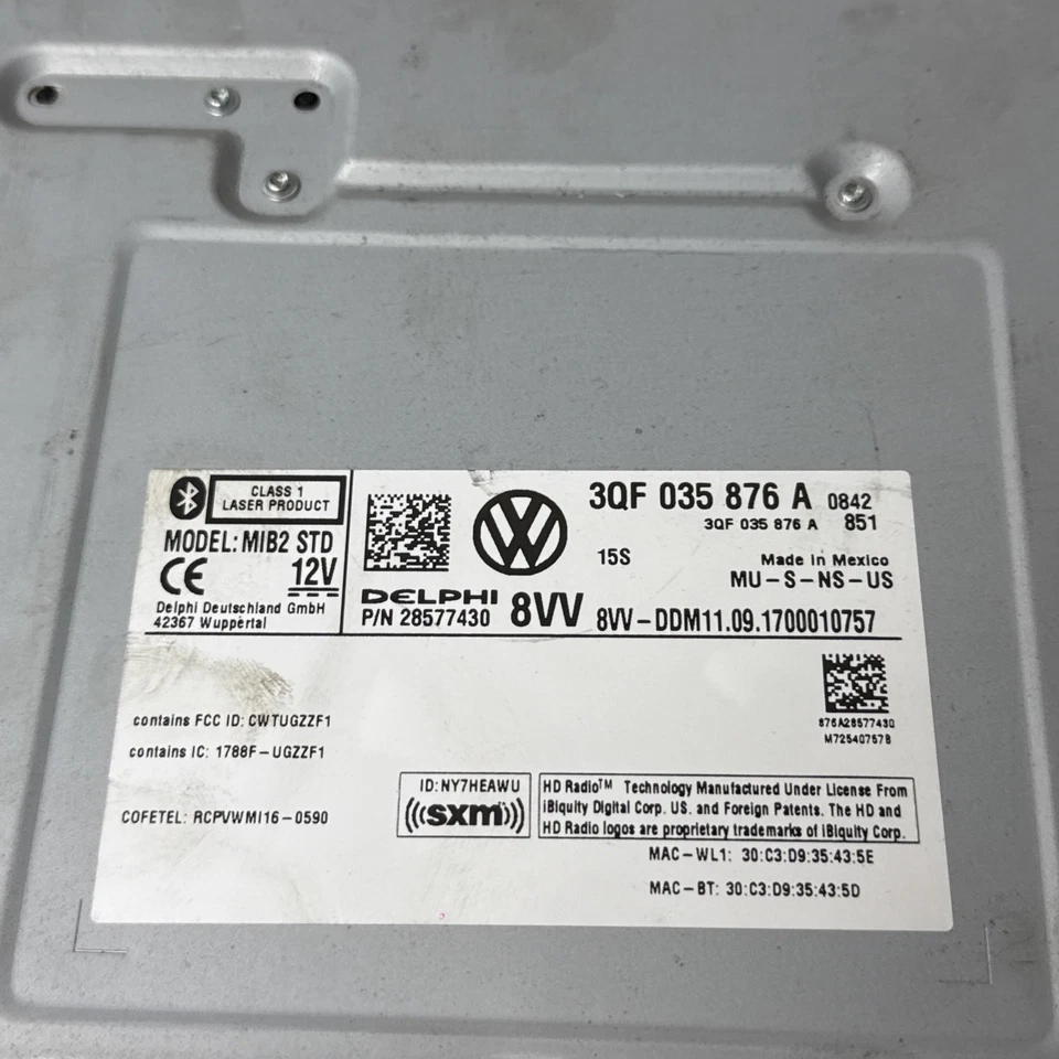 2018 VOLKSWAGEN ATLAS RADIO RECEIVER NAVIGATION GLOVE BOX MOUNTED 3QF035876A OEM - Image 3 of 4