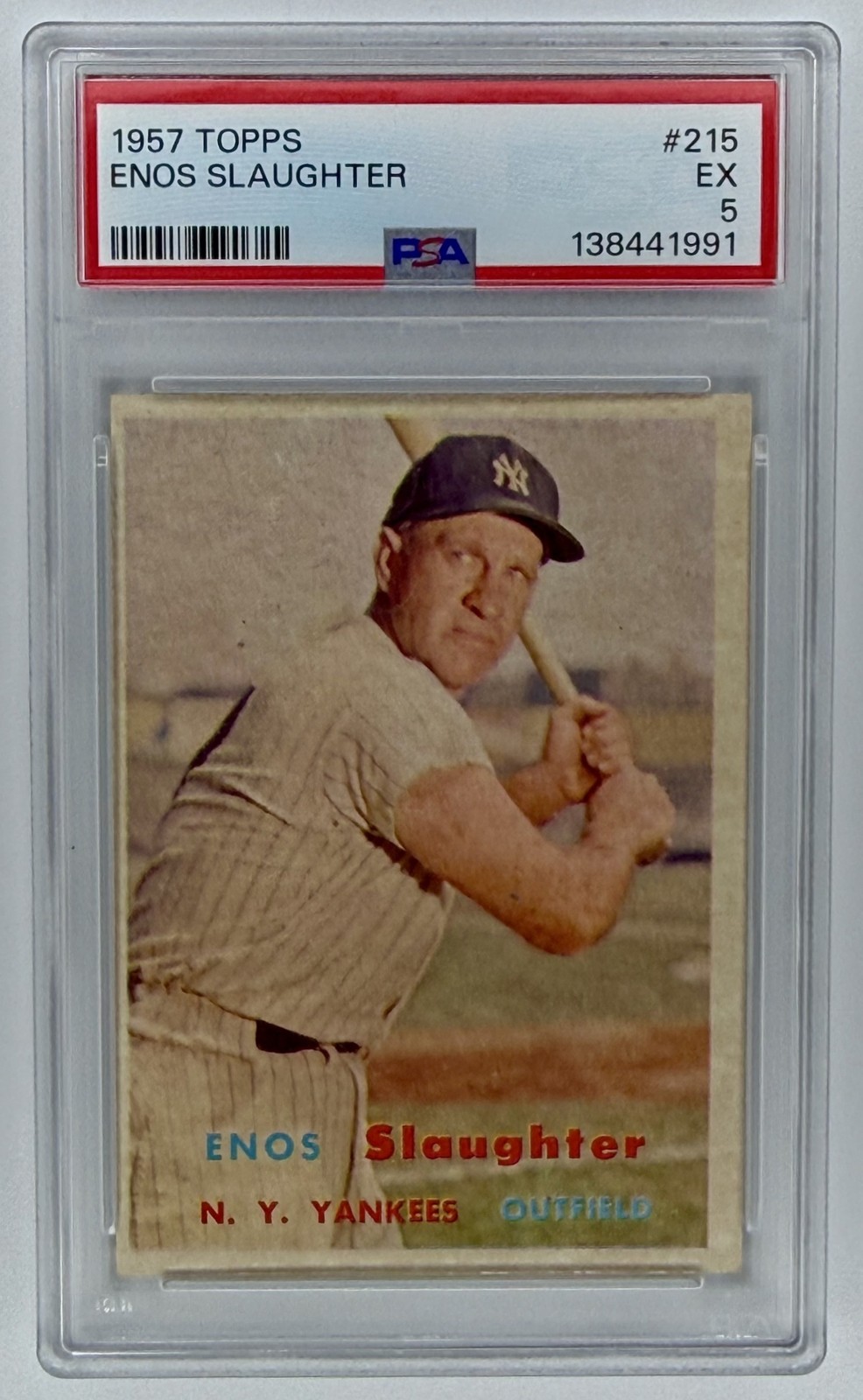 1957 Topps Enos Slaughter #215 Yankees PSA 5