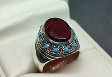 Women s Handmade Ring 925 Sterling Silver Carnelian Aqeeq Brown Yellow