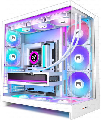 H2 (2026)  ATX PC Case, Pre-Installed 8 PWM ARGB Fans (6X140Mm,2X120Mm), Large D