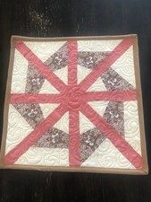 Beautiful Quilted Wall Hanging Pink Beige Country Cottage Core