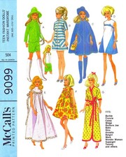 DOLL Clothing Pattern Wardrobe Barbie 11.5" McCall's 9099 Teen Fashion