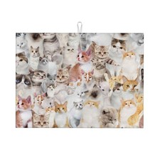 Cute Cat Microfiber Kitchen Counter Dish Drying Mat Absorbent 18x24 In
