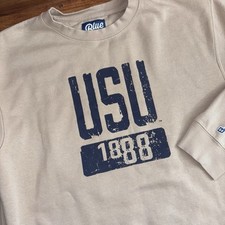 University State University Aggies 1888 Sweatshirt Medium Beige USU Blue 84 *SEE