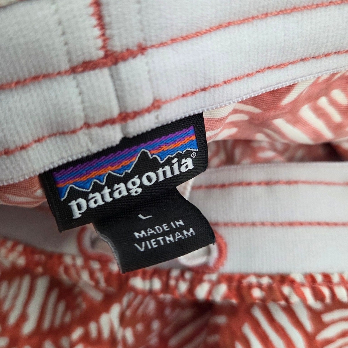 Patagonia Baggies Shorts Women's Large Orange Print Nylon Swim 4 Inseam Casual thumbnail 3