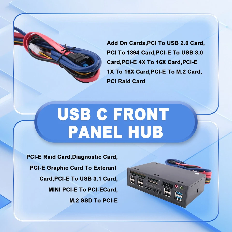 5,25 Zoll USB 3.0 Front Panel PC USB 3.0/2.0 Hub E-Audio Multi Card2468 - Bild 3 von 4