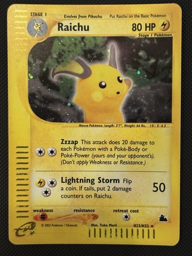 2003 Pokemon Skyridge Raichu H25/H32 #H25 Near Mint Swirl 🍥⚡️