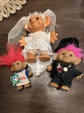 Vintage TROLL Groom  Bride Lot of 3, Cubs Troll