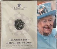 2022 50p Platinum Jubilee Of Her Majesty The Queen Coin Royal Mint Sealed Pack