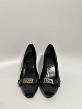 Vtg Christian Dior by John Galliano Black Leather Heels 40