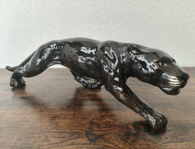 Großer schwarzer Porzellan-Panther Goebel - West Germany 1970er Jahre