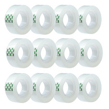 Clear Tape Refills Rolls for Dispenser, Transparent Tape, 12 Rolls, 1 Inch Core,