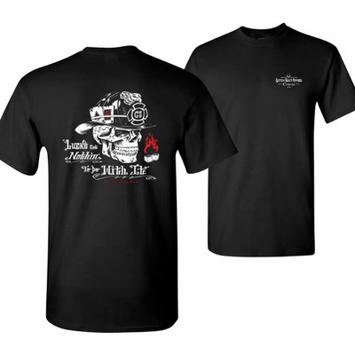 Luck s Got Nothin  To Do With It Firefighter Skull Shirt, Dice and Flame Graphic