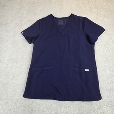 FIGS Casma Three Pocket Scrub Top Navy Blue V-Neck Women's S