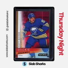 2023 UPPER DECK SYNERGY #RJ-14 MATT SAVOIE ROOKIE JOURNEY HOME RED RC /599