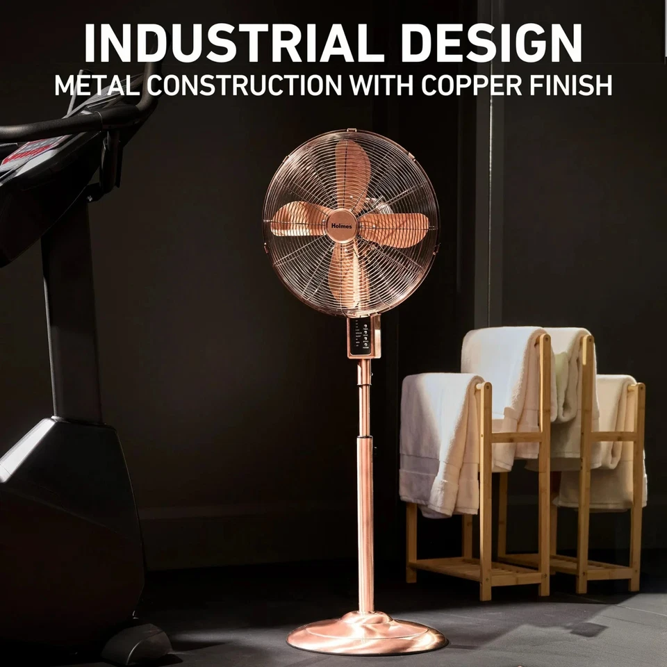 Holmes 16" Copper Digital Metal Stand Fan 75° Oscillation 3 Speeds 4 Blades New - Image 4 of 4