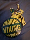 VINTAGE MARINE VIKING GASOLINE PORCELAIN SIGN NORDIC WARRIOR GAS OIL  SERVICE