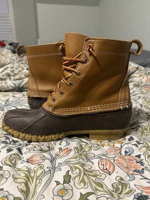 LL Bean Boots Mens 8 Brown Leather Rubber 8  Duck Made Maine USA 175052