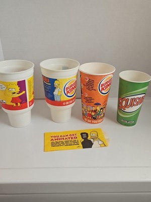 Simpsons Various Fast Food Cups. Burger King 2002 & 711 2007. Used, Clean.