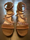 Girls Brown Multicolor Embroidery Wedge Sandals - Junior Size 3 — photo 2