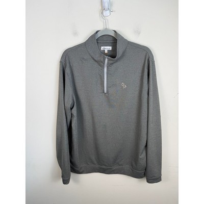 Peter Millar Crown Sport Mens Large Gray Quarter Zip Performance Pullover Golf