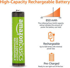 Amazon Basics 8-Pack Rechargeable AAA Nimh High-Capacity Batteries, 850 Mah, ... 6.99 per battery
