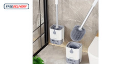 Wall Mounted Toilet Brush Set with Holder Flexible Long Handle Cleaning Tool
